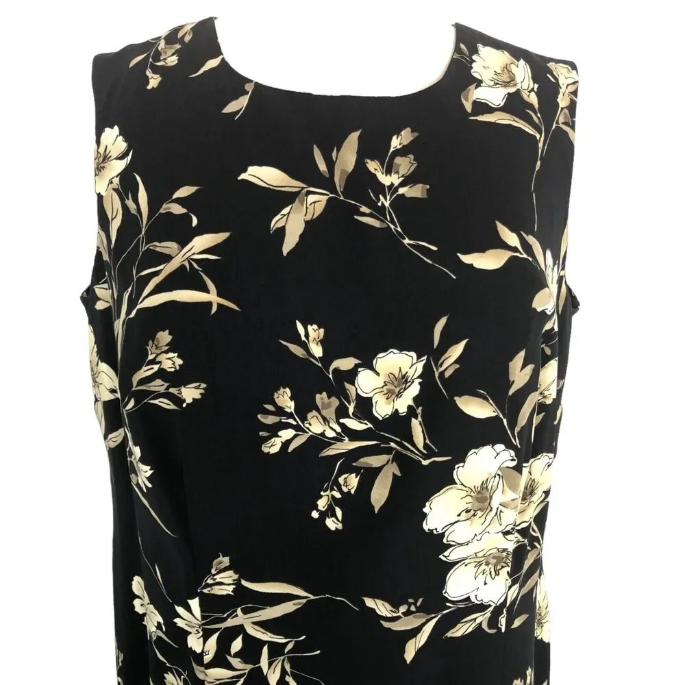 R&K Originals Career Maxi Shift Dress Jewel Neck Sleeveless Size 14W Vintage